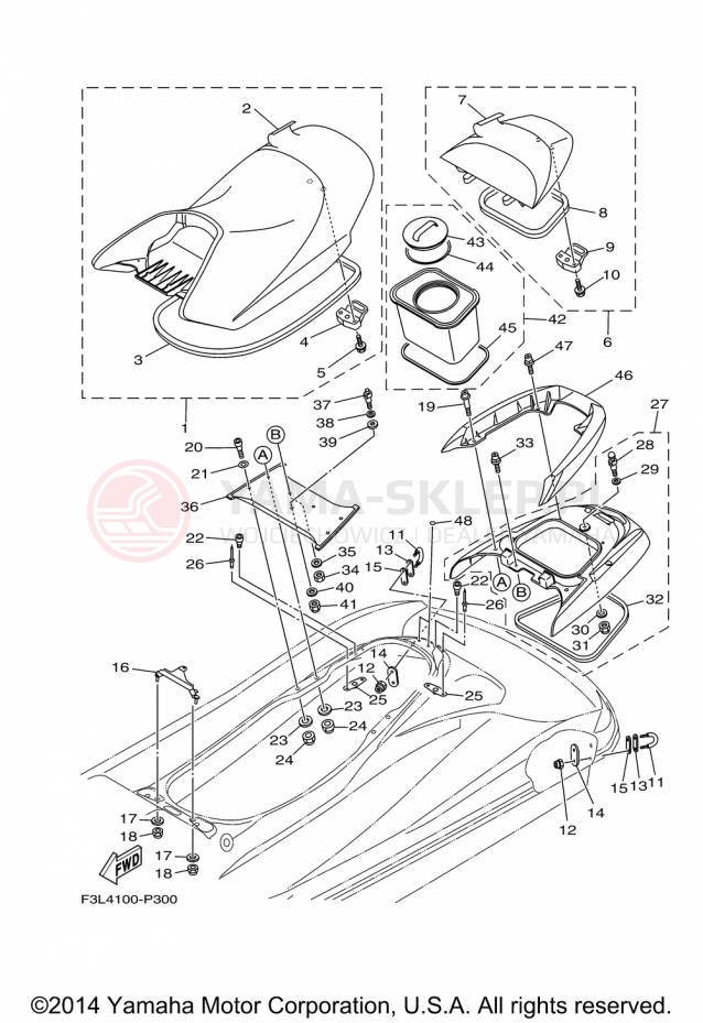 Schemat "Siedzenie i schowek" do Yamaha WAVERUNNER FZR GX1800P
