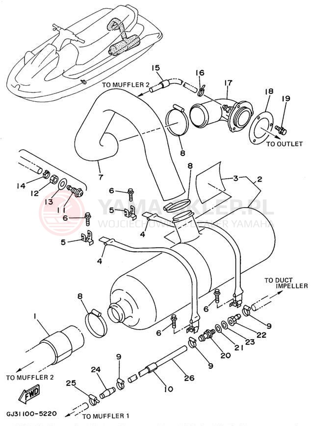 Schemat "Wydech końcowy" do Yamaha WAVE VENTURE WVT700T