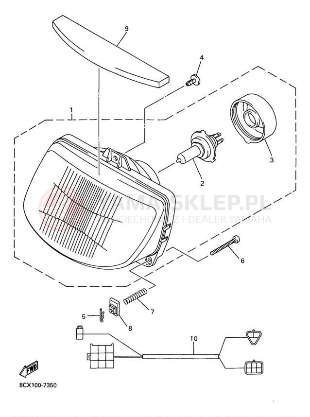 Schemat "Lampa przód" do Yamaha VENTURE 600 VT600A/VT500A