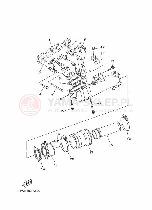 Schemat "wydech" do Yamaha AR192 RM1800AP/RM1800BP