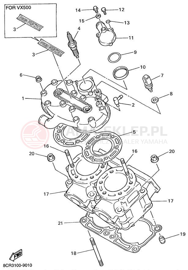 Schemat "głowica" do Yamaha VMAX 600 VX600C/VX500C