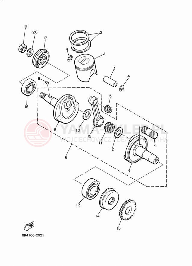 Schemat "Wał korbowy, tłok" do Yamaha BRAVO BR250TW