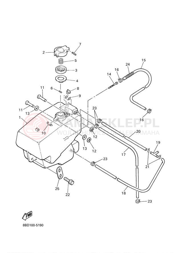 Schemat "zbiornik paliwa" do Yamaha BR250TF