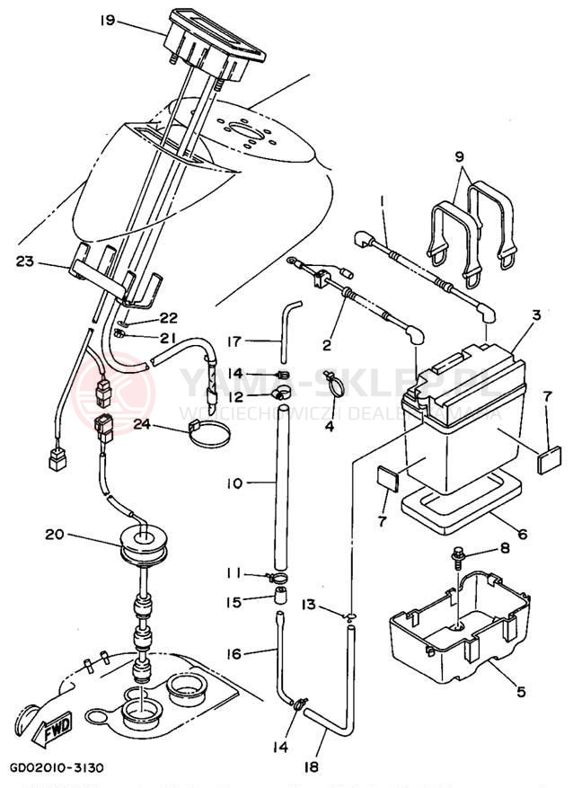 Schemat "układ elektryczny" do Yamaha WAVE RUNNER PRO VXR WRB700S