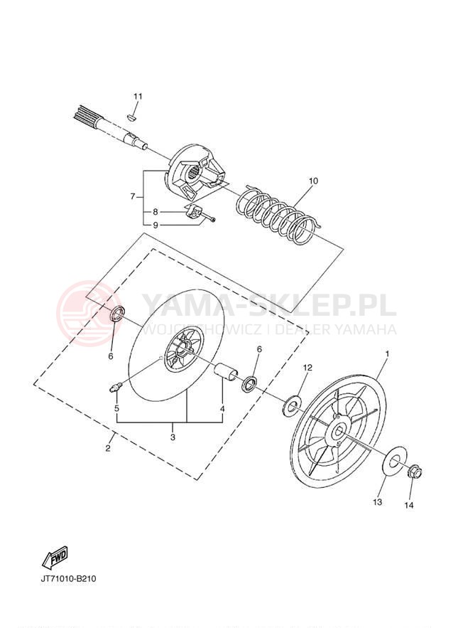 Schemat "Przeniesienie napędu" do Yamaha PRO HAULER 700 YXP700AS