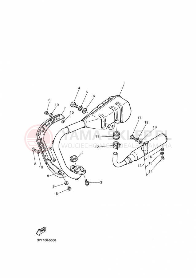 Schemat "Wydech końcowy" do Yamaha PW50 PW50F1