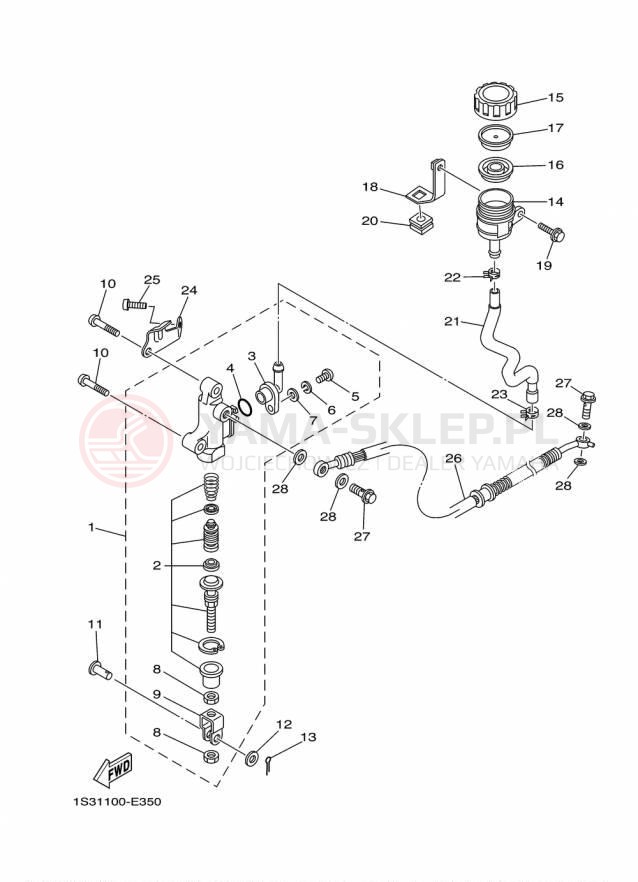 Schemat "Pompa hamulcowa tył" do Yamaha RAPTOR 700 YFM700RFL