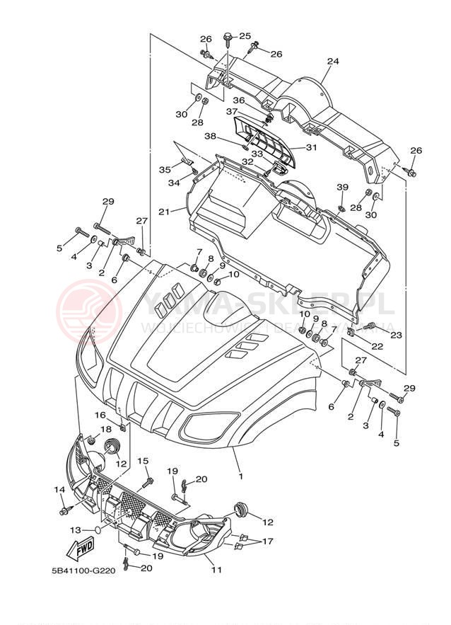 Schemat "Przedni błotnik" do Yamaha YXR7FSPD