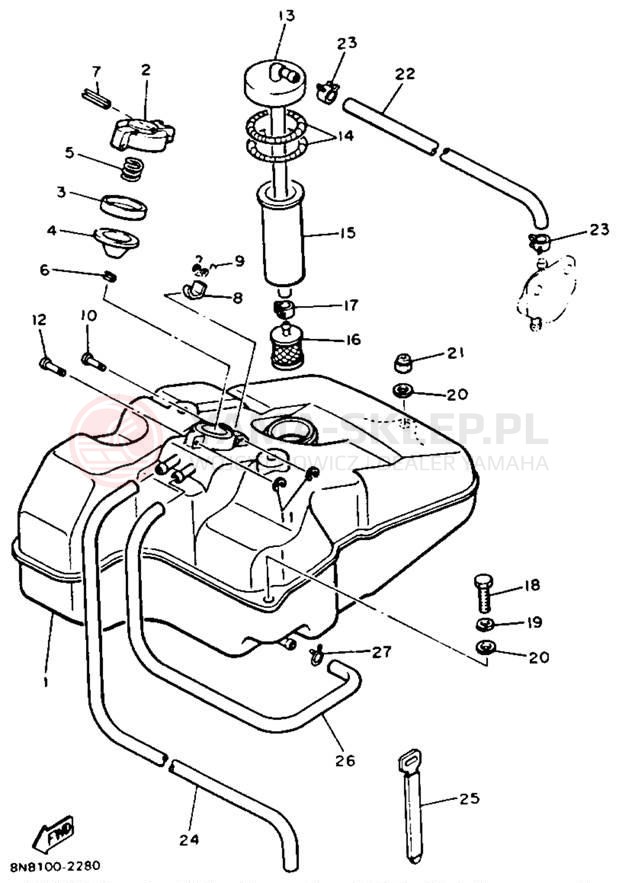 Schemat "zbiornik paliwa" do Yamaha XLV XL540M
