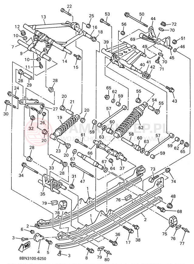 Schemat "Zawieszenie gąsiennicy" do Yamaha VMAX 600 MOUNTAIN MAX VX600STW