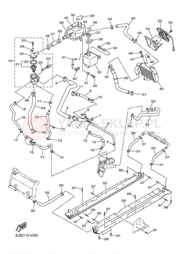 Schemat "Układ chlodzenia" do Yamaha RS VECTOR LTX GT RS90LTGTAS