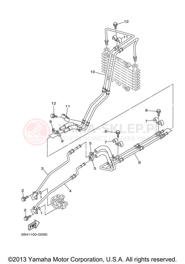 Schemat "OIL PIPE FOR TURBO" do Yamaha RHINO 700 FI HUNTER YXR70FHX