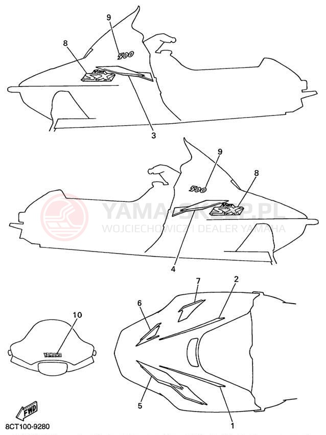 Schemat "naklejki" do Yamaha VMAX 500 SX VX500SXBC