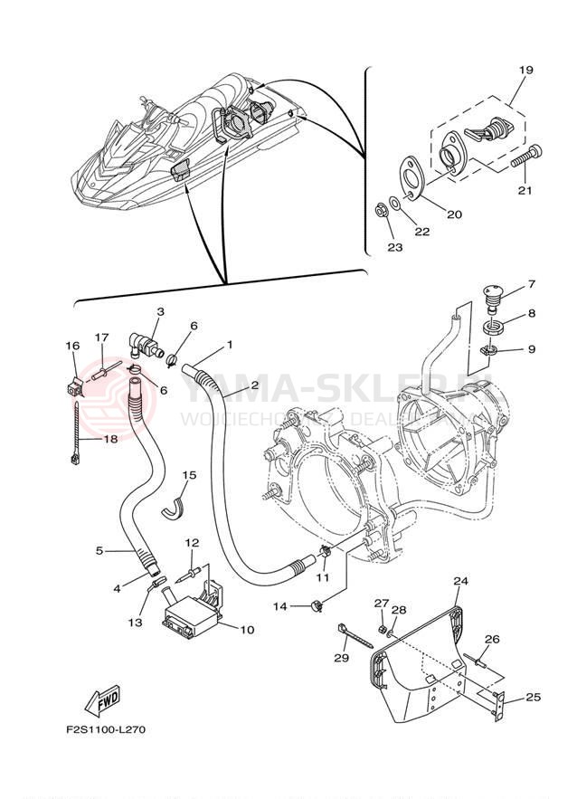 Schemat "HULL & DECK" do Yamaha WAVERUNNER FX HO FB1800M