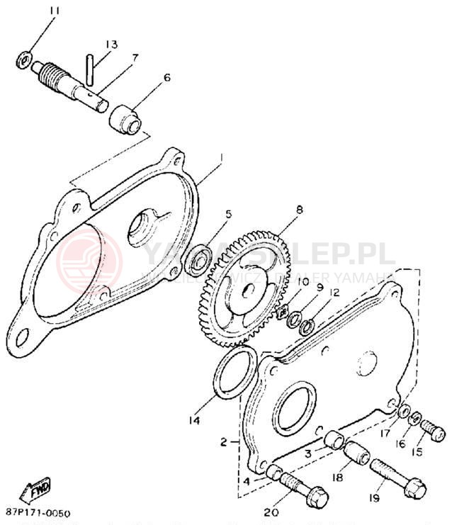Schemat "przeniesienie napędu" do Yamaha BRAVO LT (LONG TRACK) BR250TT