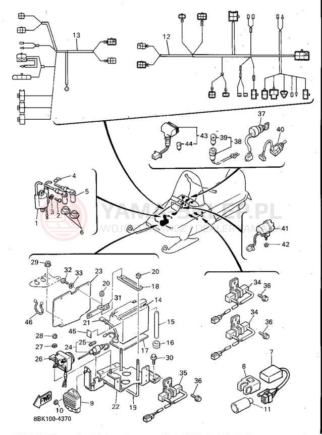 Schemat "układ elektryczny" do Yamaha VENTURE XL VT480U