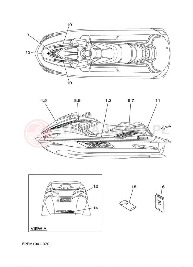 Schemat "naklejki" do Yamaha WAVERUNNER FZR GX1800L