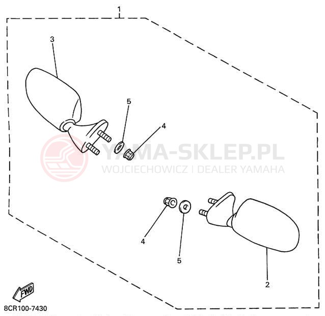 Schemat "REAR VIEW MIRROR" do Yamaha MOUNTAIN MAX 600 MM600PC