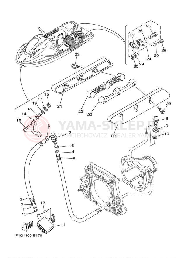 Schemat "HULL & DECK" do Yamaha GP1300R GP1300CC/GP1300C