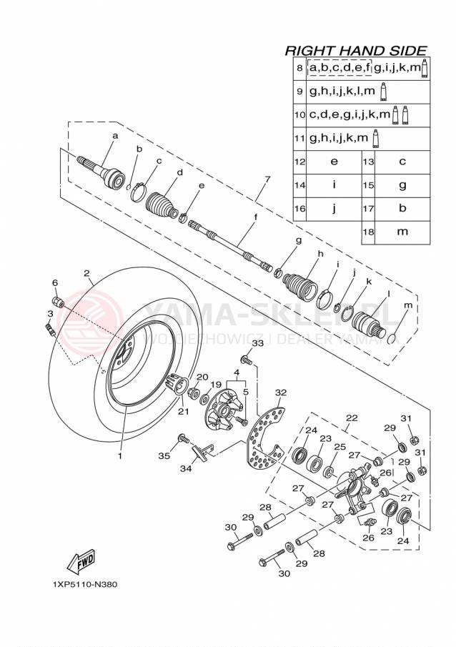 Schemat "Koło tył" do Yamaha VIKING VI EPS SE YXC700PSFS