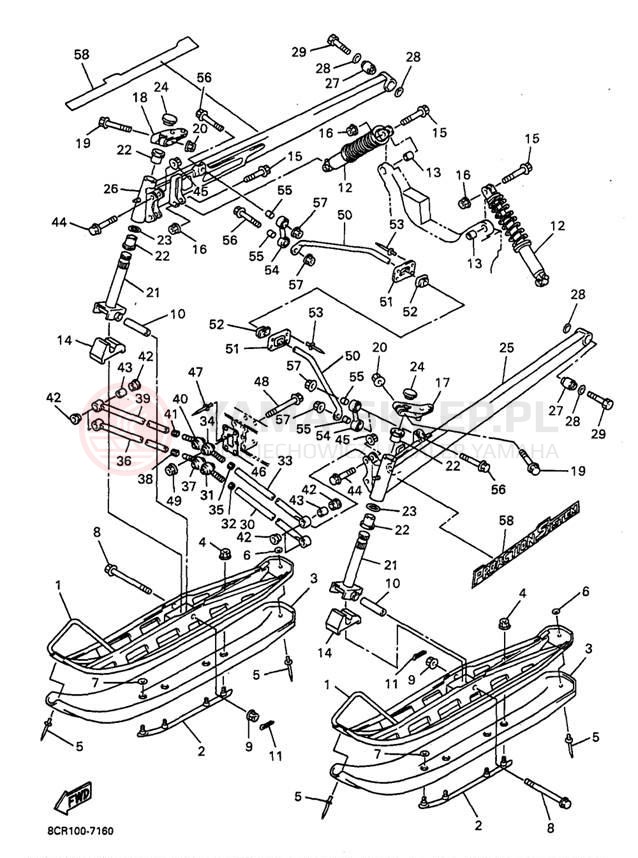 Schemat "płozy" do Yamaha VMAX 600 XT VX600XTA/VX500XTA