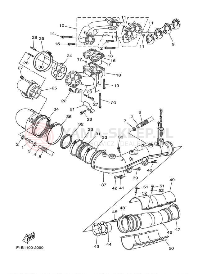 Schemat "wydech" do Yamaha FX140 FX1000CA/FX1000A