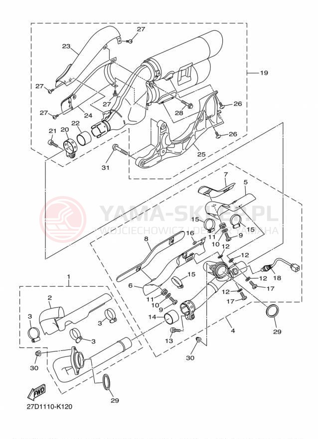 Schemat "Wydech końcowy" do Yamaha STRYKER XVS13CFCS/XVS13CFS