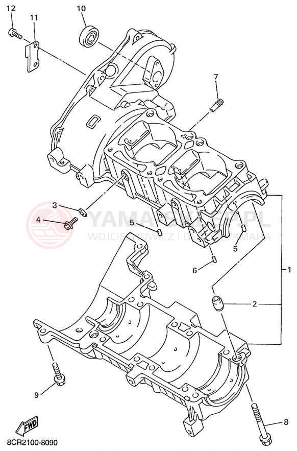 Schemat "Obudowa silnika" do Yamaha VMAX 600 VX600C/VX500C