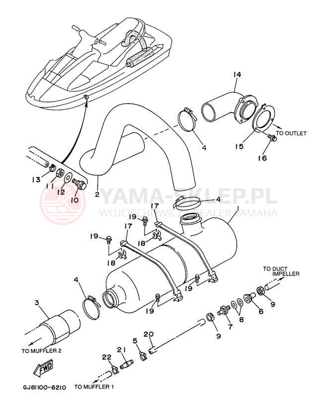 Schemat "Wydech końcowy" do Yamaha WAVE RAIDER 700 RA700BV