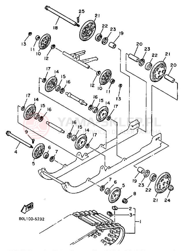 Schemat "Zawieszenie gąsiennicy" do Yamaha PHAZER PZ480K