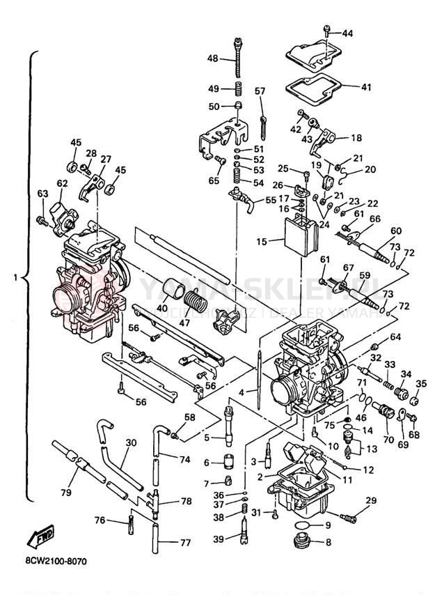 Schemat "Gaźnik" do Yamaha VENTURE 500 VT500B/VT600B