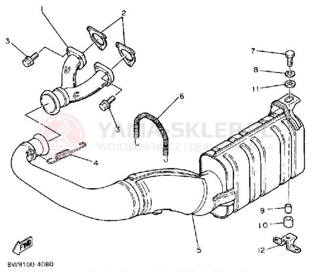 Schemat "Wydech końcowy" do Yamaha EXCEL III EC340M