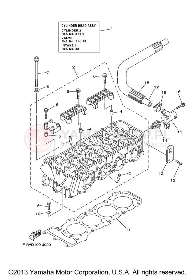 Schemat "cylinder" do Yamaha WAVERUNNER FZS GX1800AJ