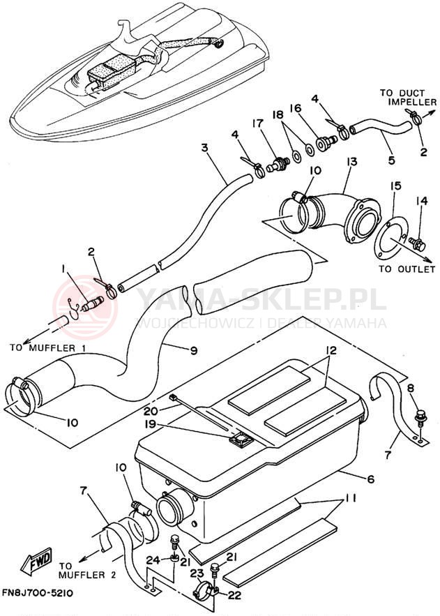 Schemat "Wydech końcowy" do Yamaha WAVE RUNNER VXR WRB650T