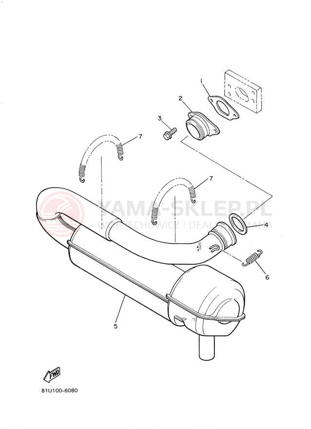 Schemat "Wydech końcowy" do Yamaha BRAVO BR250TW