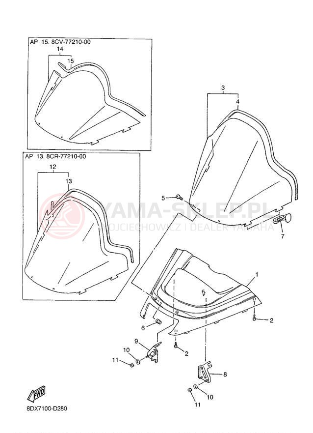 Schemat "Szyba" do Yamaha VENTURE XL VT500XLL