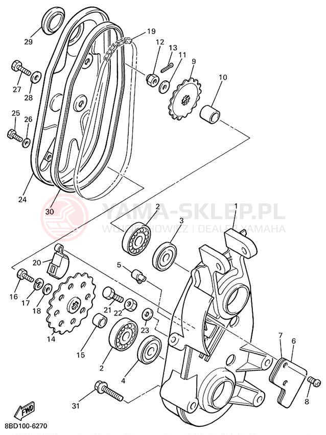 Schemat "Układ napędowy" do Yamaha BRAVO LT BR250TC