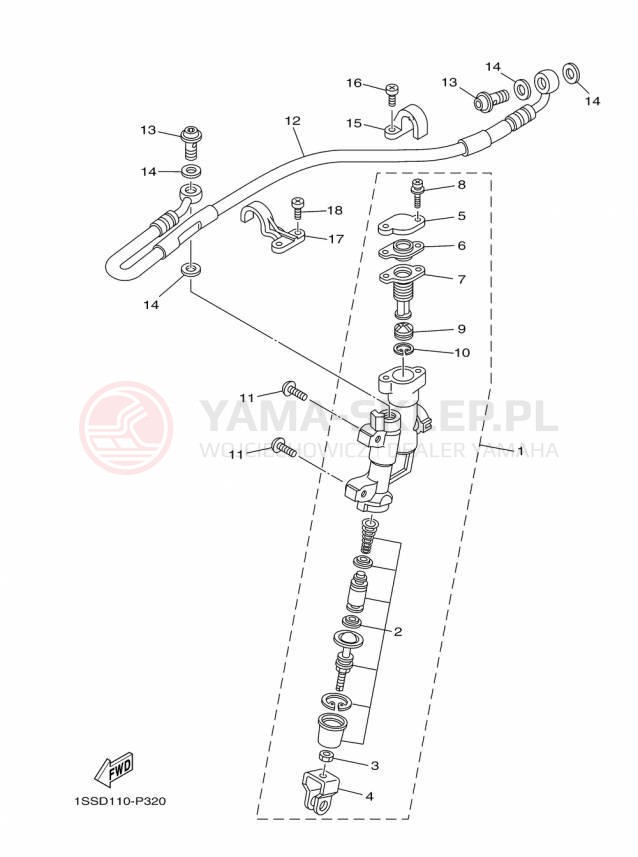Schemat "Pompa hamulcowa tył" do Yamaha YZ250 YZ250F2