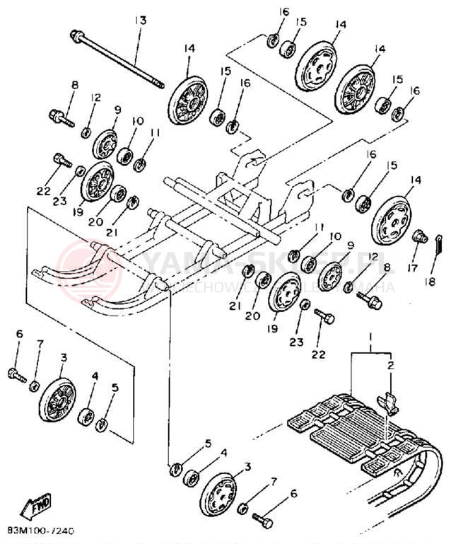 Schemat "Zawieszenie gąsiennicy" do Yamaha INVITER CF300P