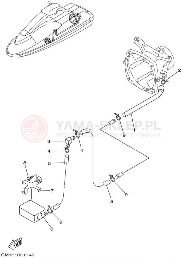 Schemat "HULL & DECK" do Yamaha SUPER JET SJ700AZ