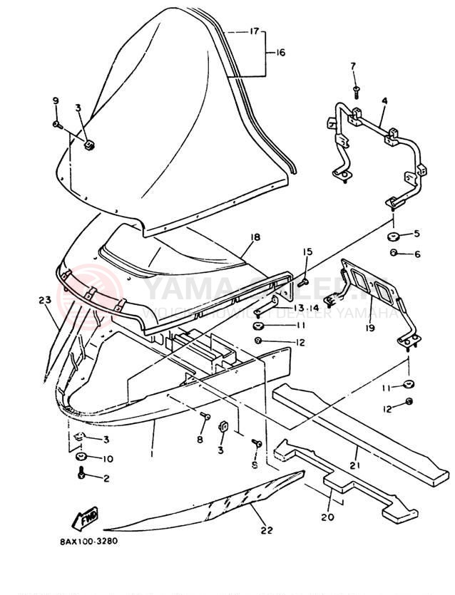 Schemat "Szyba" do Yamaha VMAX-4 VX750T