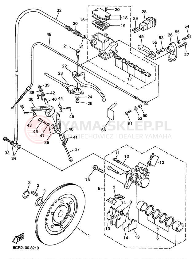 Schemat "hamulec" do Yamaha VMAX 500 XT VX500XTB