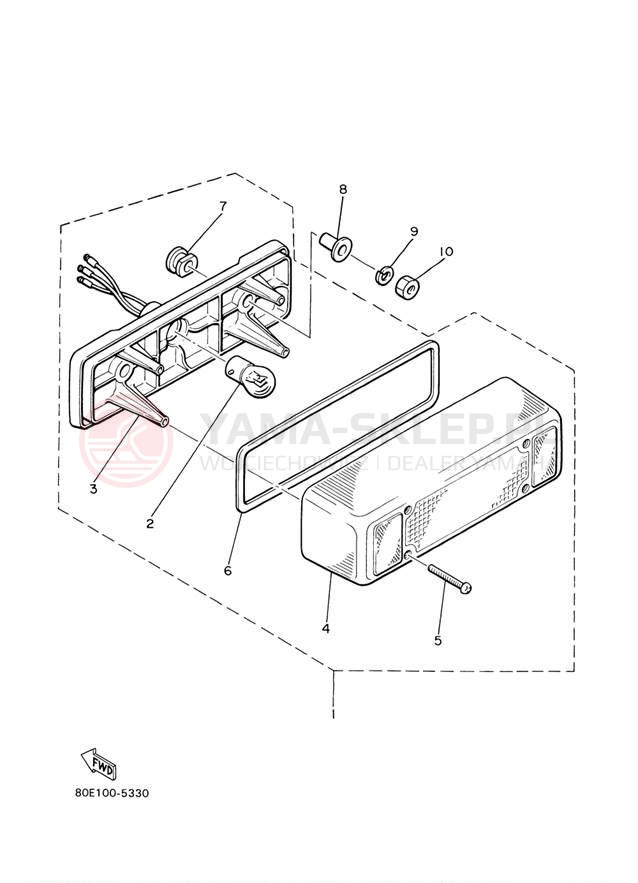 Schemat "lampa tył" do Yamaha BR250TF