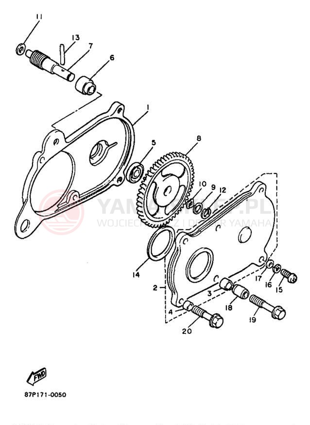 Schemat "przeniesienie napędu" do Yamaha BRAVO LT BR250TB