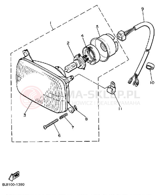 Schemat "Lampa przód" do Yamaha SRV SR540G