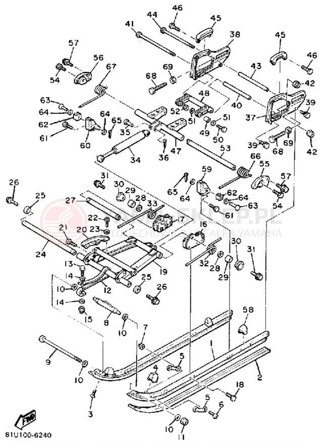 Schemat "Zawieszenie gąsiennicy" do Yamaha BRAVO T (LONG TRACK) BR250TL