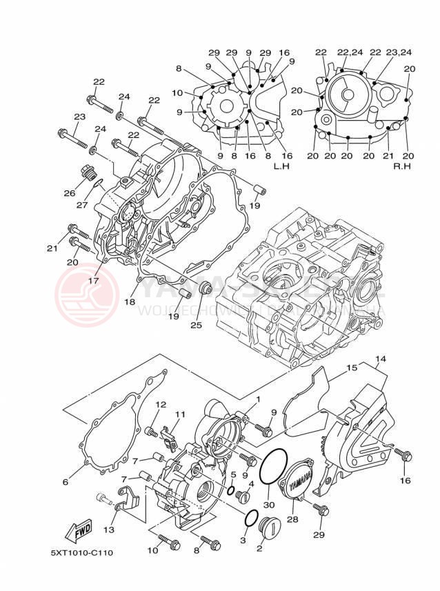 Schemat "Pokrywa silnika" do Yamaha XT250 XT250F/XT250FC