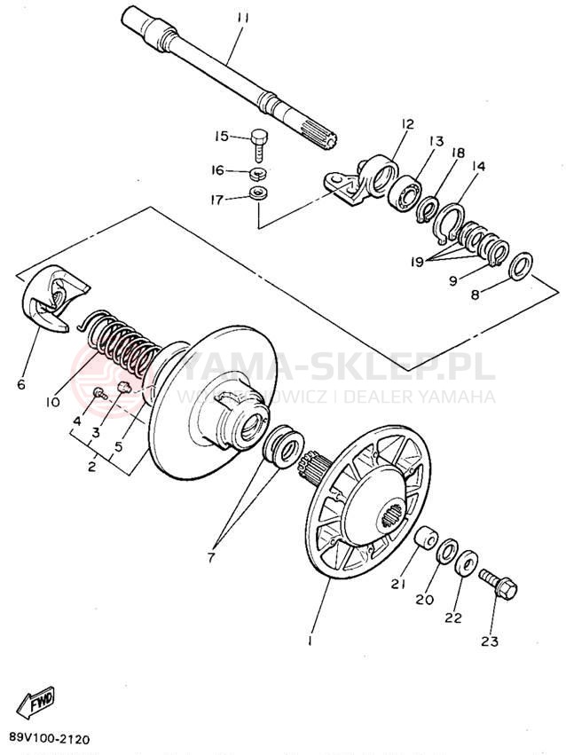 Schemat "Przeniesienie napędu" do Yamaha VENTURE XL VT480U