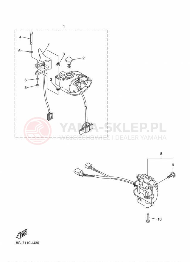 Schemat "Kierownica i osprzęt" do Yamaha PHAZER XTX PZ50XTFB