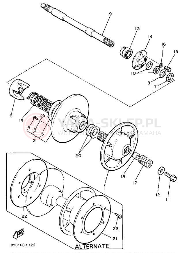 Schemat "Przeniesienie napędu" do Yamaha SRV SR540N